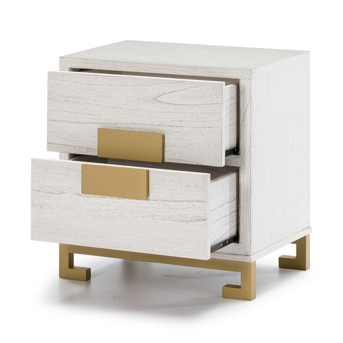 Comodino in legno bianco e oro 2pz