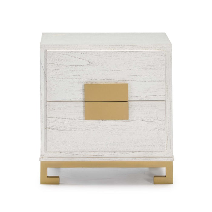 Comodino in legno bianco e oro 2pz